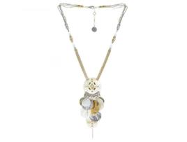 Colar - Franck Herval Adele - Swarovski, Calcita, Hematita, Madrepérola Branca, Pérola de Vidro