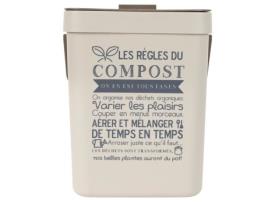 Caixa de compostagem - PROCURE UMA IDEIA - 5 L - Gancho integrado - Plástico - Creme e Castanho
