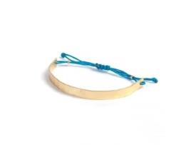 Pulseira de arco metálico turquesa - A estrela azul da sorte - Mulher - Latão martelado - cordão turquesa