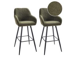 Conjunto de 2 cadeiras de bar BELIANI Casmalia de Bouclé Verde 50x54x103