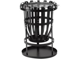 Aço Firebasket Brasero Firebasket - 3 pés - acabamento preto - grade cromada - H56 x L45 x D45 cm