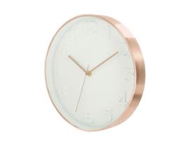 Relógio redondo Deco Chic - Diam. 12 - Branco e Cobre