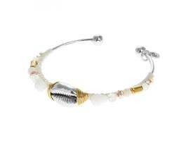 Pulseira Concha - Franck Herval - Adele - Branco - Mulher - Hematita, Conta de Vidro