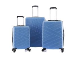 Conjunto de 3 malas carrinho expansíveis de policarbonato rígido - LYS Paris 395/3 - 393 amp 395 Azul