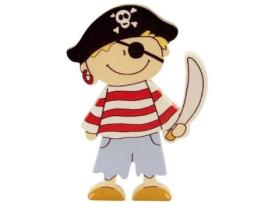 Menino pirata de madeira 5 cm Material madeira Dimensões aproximadamente 5 cm Adesivo