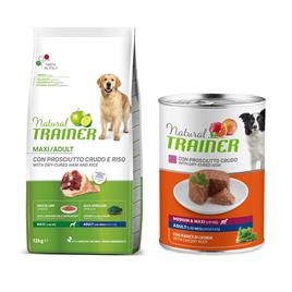 Natural Trainer 12 kg ração para cães + 400 g comida húmida grátis! - Adult Maxi Presunto + 400 g Medium & Maxi Adult - Presunto