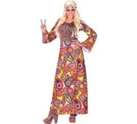 Fato de hippie com figuras multicoloridas para mulher