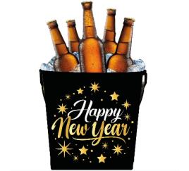 Feliz Ano Novo Cubo de Metal 19x23 cm