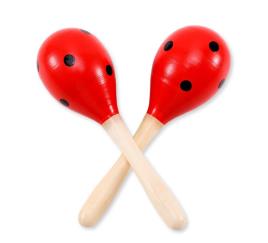 Maracas de madeira com bolinhas de 20 cm