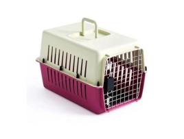 Transportador para Cão Gato Animais De Estimação Canil Portátil Rígido Com Grade Metálica E Seguro Duplo 50X33X33Cm GE