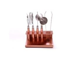 6 Utensílios para coquetel em aço inox martelado - Cor cobre