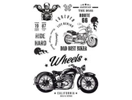 Transferência para passar a ferro - Ki-Sign - Biker - Preto e Branco - 29,7 x 21 cm - Fácil de aplicar