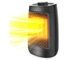 Aquecedor Cerâmico 1200W com Ventilador e Proteção Contra Superaquecimento Preto, Ideal para Casa e Escritório