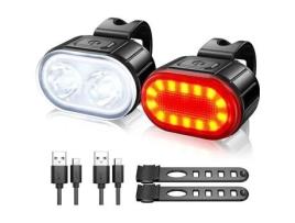 Kit de luz de bicicleta, luz de bicicleta à prova dágua IPX5, luzes de bicicleta recarregáveis USB, luz de bicicleta de estrada dianteira e traseira