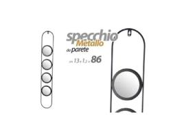 Espelho de parede de metal 4 lugares preto banheiro sala decorativa 13x1,2x86cm 818851