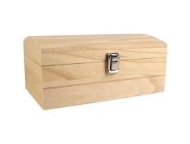 Baú de madeira - MÉGACRÉA - Modelo abobadado - 25 x 15 x 11,5 cm - Personalizável - Marrom
