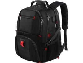 Mochila de viagem, mochilas extra grandes para laptop de 50L para homens e mulheres, com porta de carregamento USB, preta 36 cm 20 cm 49 cm