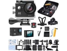 EKEN GZ 2.0 LCD Ultra HD 4K WiFi 1080P 60fps 30M Câmera esportiva 12MP à prova dágua - Preto EKEN