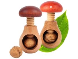 Conjunto criativo para casa de 2 quebra-nozes Quebra-nozes de madeira | Moedor Manual para Cozinha | 10 x 6 cm | Naturais | Mecanismo de parafuso