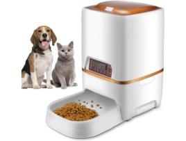 Dispensador automático de alimentos programável, tigela, gravação de voz, 4 refeições para cães e gatos (dispensador de 6L, branco) BRAWDRESS