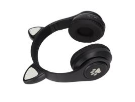 Fones de ouvido fofos brilhantes com orelhas de gato Bluetooth Fones de ouvido graves dobráveis sem fio Fones de ouvido com lâmpada de respiração (pre