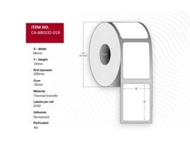 Label 38 x 19mm, Core 76mm,