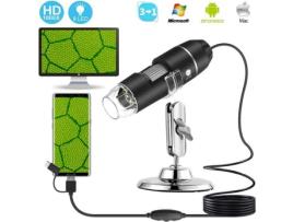 Microscópio digital USB com zoom IFCOW® 50-1000X com 8 LEDs, portátil e compatível com Android e Mac IFCOW
