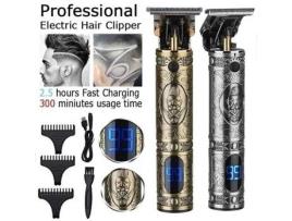 Letouch aparador de cabelo novo display lcd clippers cabeça careca kit de aliciamento elétrico sem fio máquina de cortar cabelo t-lâmina LETOUCH