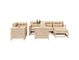 Conjunto 7 de Sofás para Jardim VIDAXL Madeira de Pinho Maciça