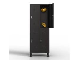 Cacifo Metálico com 4 Portas 180X65X40 Cm para a Sua Oficina Ou Escritório Cacifo Metálico com Fechadura Preto TWINTHINK