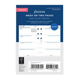 Filofax Recarga Organizador Pocket - Multilínguas, 81 x 120 mm, 68 Folhas