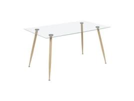 Mesa MOG CASA Beale 140x80 - Design Transparente, Pés Efeito Madeira, Altura 75cm I-FLAIR
