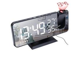 Gagafeel despertador digital espelho led, despertador eletrônico de mesa rádio despertador usb, projetor de rádio fm, modo de escurecimento GAGAFEEL