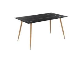 Mesa MOG CASA Beale 140x80 - Design Mármore Preto, Pés Efeito Madeira, Altura 75cm I-FLAIR