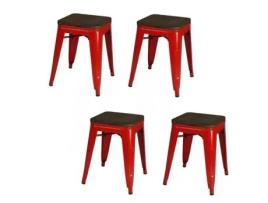 Bancos vintage Liv H46 cm - Vermelho - URBAN LIVING - Conjunto de 4