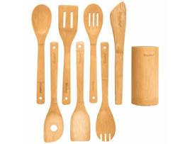 Wooden Spoons for Cooking 8-Pack – Bamboo Kitchen Utensils Set – Nonstick Wooden Cooking Utensils – Wood Spatula Spoon Tongs Utensil