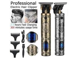 Máquina De Cortar Cabelo Elétrica LCD Recarregável Sem Fio Profissional Aparador De Cabelo Barbeador Para Homens - Bronze YOUKUKE