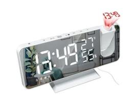 Rádio relógio de projeção, superfície elétrica do espelho do despertador digital do diodo emissor de luz para a composição com escurecimento, temperat