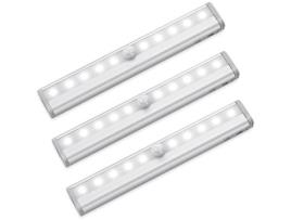 3 pacotes luz de armário com sensor de movimento 10LED, lâmpada adesiva para escada, luzes noturnas, alimentada por bateria (sem baterias) CODREAM