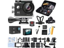 EKEN Ultra HD 4K WiFi 1080P 60fps 2.0 LCD 170D Câmera esportiva 12MP à prova dágua acessórios - preto EKEN