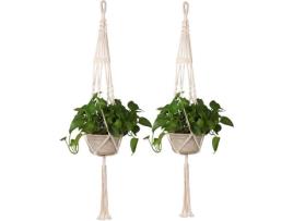 Cabide de planta macrame, corda de planta forte, corda de algodão pendurada para decoração de jardim de varanda, 89 cm, 2 peças DLZAOAO