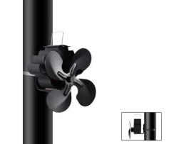 Ventilador de fogão com tubo de fumaça de 4 lâminas com termômetro Ventilador superior movido a calor para lareira AMOJLNKS