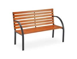 Banco de jardim com estrutura de aço e madeira marrom escuro B2X