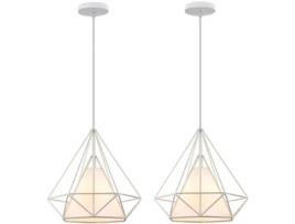 2 Lustres Suspensão Moderna, Luminária para Quarto e Bar - Branco