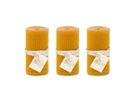 L'ABELLAMEL Vela Natural e Artesanal 100% Cera de Abelha Artesanal Panha 3 Pacotes de 1 Vela. Contém 3U de 6X6X10Cm L'ABELLAMEL