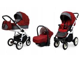 Carrinho de Bebé Multifuncional BABYLUX ALU WAY 3 EM 1 – Optical chili - Ajustável e dobrável Construção leve em alumínio Reversibilidade Acessórios