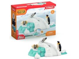 SCHLEICH- Família de pinguins no bloco de gelo- 42661- Faixa Wild Life