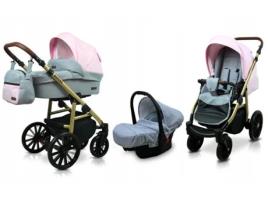 Carrinho de Bebé Multifuncional BABYLUX ASPERO 3 Em 1 -Light pink - Ajustável e dobrável Construção leve em alumínio - Reversibilidade - Acessórios