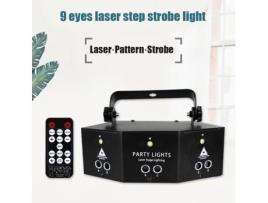 Projetor de luz laser de 9 lentes para palco, show de música, DMX, DJ, combinações de dança, projetor interno, bar, café com TV ROKOO