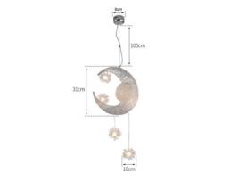 Lustre moderno, com lua e estrelas, luz quente para quarto infantil